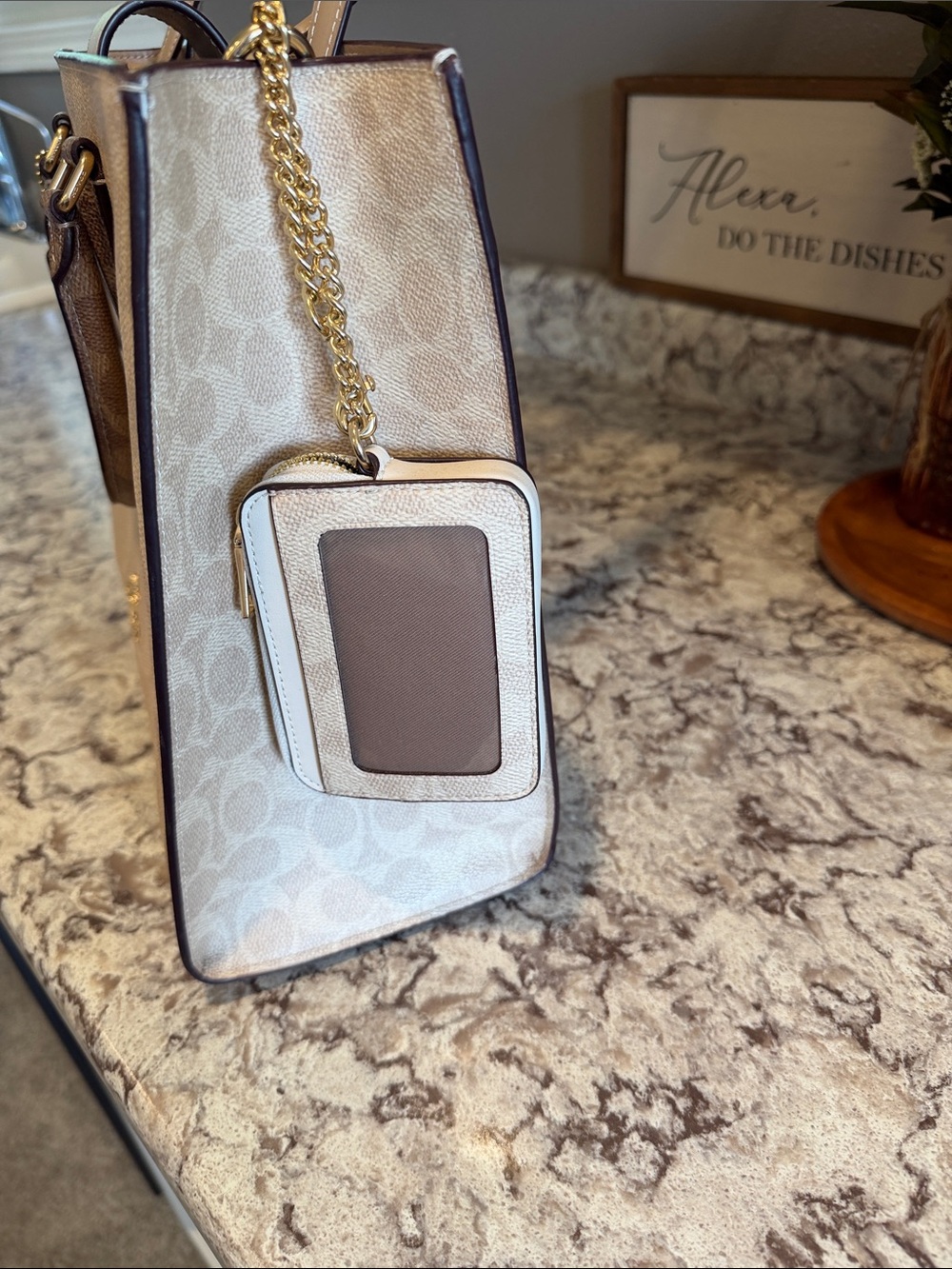 Coach Beige Signature Canvas Tote Bag - Coach - Picture 5 of 15